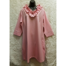 Erma's Closet Pink Stripe Ruffle V-neck Dress